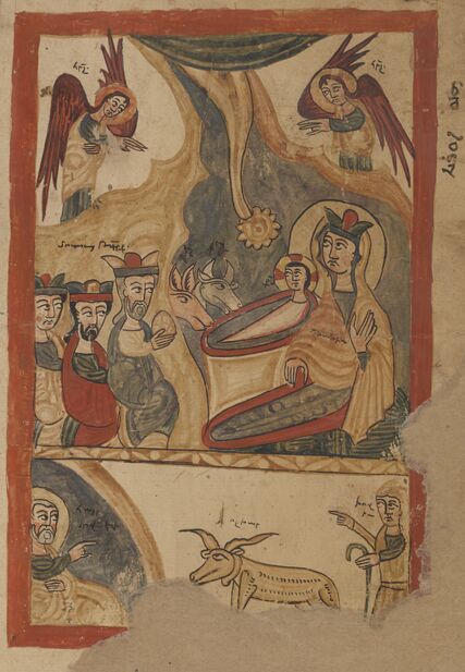 Volume of paintings illustrating the life of Jesus, with captions in Syriac and Armenian